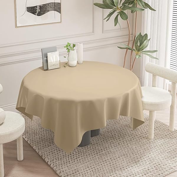 円形 テーブルクロス ビニール 撥水 無地 PU tablecloth ラウンド おしゃれ 丸いテーブルクロス 140cm 防水防油 汚れ防止 テーブルマット 家庭用 業務用 直径140cm ベージュ