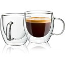 ダブルウォール グラス 二重構造 耐熱 カップ 保温 保冷 タンブラー 取っ手付 2個セット (150ml(マグ))