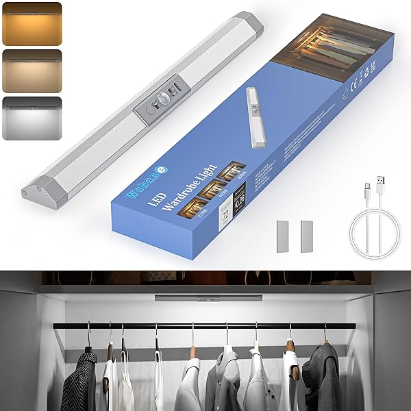 人感センサーライト 室内 TypeC充電式 調光調色 メモリ機能 33cm クロゼットライト 目に優しい センサ..