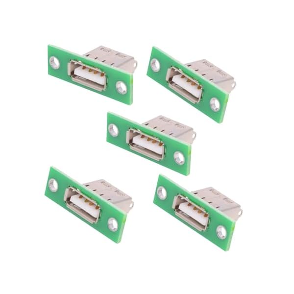 USB Type-A メス DIY OEM ソケットコネクター パネルマウント付き USB 2.0 480Mbps データはんだタイプ 交換用 5個