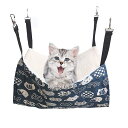 猫 ハンモックはんもっくキャット 椅子 ケージ用 大きい 耐荷重10KG サイズ調整可能 58cm x 48cm ペット 遊び場 通気性 金具丈夫 冬夏両用(和風猫ブルー)