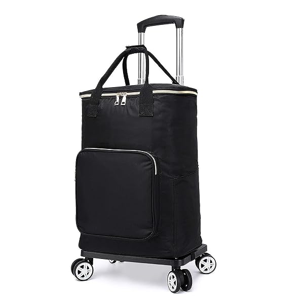 4輪 ショッピングカート ショッピングキャリー 買い物カート 横押し可能 機内持ち込み 軽量 キャリーバッグ 2WAY (Lサイズ ブラック)