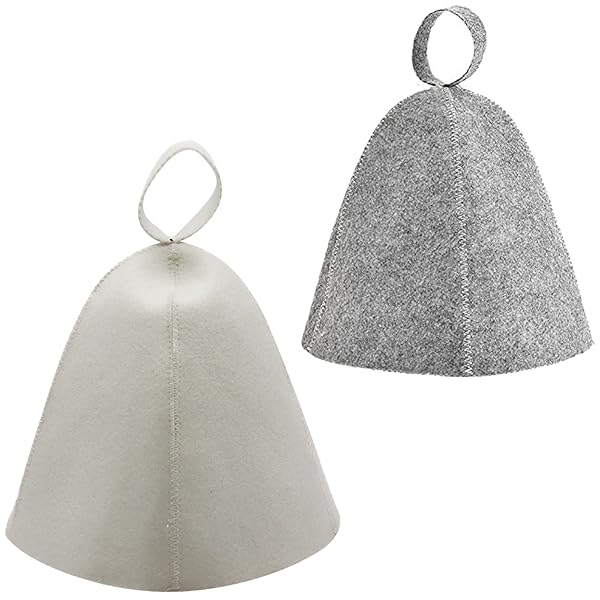 サウナハット 2色セット サウナ帽子 サウナグッズ サウナキャップ フェルト タオル生地 洗える 持ち手つき シンプル ミドルヘア ロングヘア メンズ レディー...