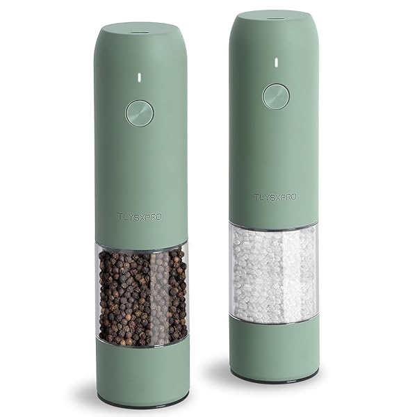 電動ペッパーミル、USB充電式自動塩こしょう挽き器 - 胡椒 ミル、粗さ調節可能、LEDライト付き、リフィ..