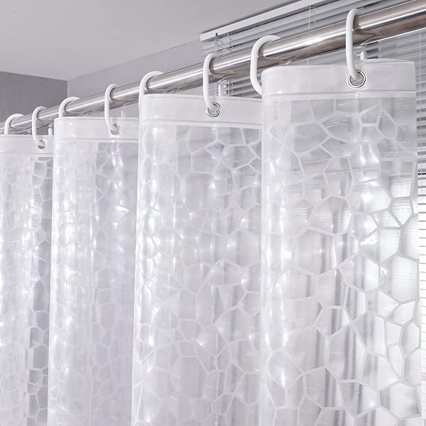 浴室窓カーテン シャワーカーテン 小窓 防寒 保温 クリア 冬夏 EVA材質 目隠し 防水 ミニ 短め 防カビ ユニットバス お風呂場 50cm丈 カフェカーテン ウオーターキューブ柄 リング付き 取付簡単