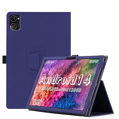 For Hitabt T30A ケース高級PUレザー ハンドストラップ付き 持ちやすい スタンド機能付き 二つ折り 横開き マグネット内蔵 着脱簡単 脱落防止 衝撃吸収 角度調整 全面保護型 対応 Hitabt T30A ケース カバー(ブルー)