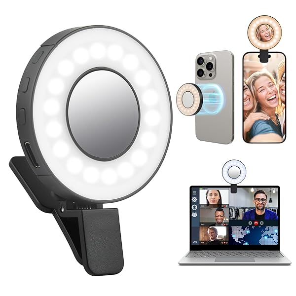 リングライト MagSafe対応 撮影用ライト 自撮りライト 2段調光 充電式 LEDライト スマホ ライト 自撮り..