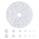 PandaHall Elite 約650個/箱 4~12mm直径 人工 真珠 半円 ハーフ ラウンド ジュエリー DIY用 ホワイト