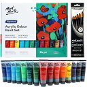 アクリル ペイントセット 24色36ml+筆6点 素晴らし いセット ファブリック、キャンバス、木製品、レザー、ダンボール、セラミック、紙、MDF、Craftsに最適 Acrylic Paint