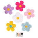 刺しゅうパッチ アイロンワッペン かっこいい 刺繍模様 ファッション かわいい ファッション 個性 多種多様なデザイン DIY装飾 パッチ アクセサリー 手帳 ダウンジャケット ズボン本 ぼうし 衣類 飾り (花*6個)