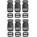 バックル リュックバックル サイドリリース アジャスター ウエスト ベルト バックルのみ プラスチック ベルト止め 留め具 (20mm - 6個)
