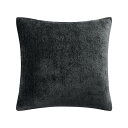 クッションカバー シェニール 撥水 北欧 おしゃれ ソファ背当て 隠しジッパー 装飾 スクエアピローケース 座布団カバー 1枚 ブラック 45*45cm