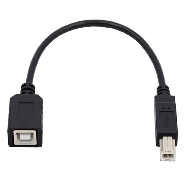 Type B オス USB 2.0 - メス延長ケーブル ブラック プリンター スキャナー ディスク 20cm