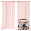 背景布 2点 背景カーテン 150x300cm 結婚式用 パーティー 記念撮影 飾り DIY シフォン生地 光沢感が良い しわ防止 シアー背景カーテン ピンク(ストラップ2点付き)