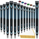 高性能ゴルフ用ラバーグリップ、高衝撃吸収、非滑り、15本のテープを含む13本のグリップ、中サイズ、青