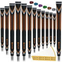 高性能ゴルフ用ラバーグリップ、高衝撃吸収、非滑り、15本のテープを含む13本のグリップ、標準サイズ、オレンジ