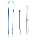 紐通し ゴム紐通し ひも通し 3本セット 糸通し器 はさみ式ひも通し&玉付ひも通し プラスチック&ステンレス製 DIY 手作り 裁縫道具 手芸用品 ひも/ゴムをしっかり挟んでスムーズに通す (ブルーセット)