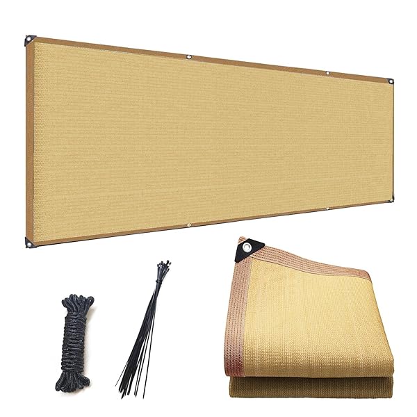 ベランダ目隠し 0.8M*1.8M 遮光ネット 黄色 プライバシー保護 日除けシェード 厚みを増した バルコニー マンション UVカット シェード 50CMごとに1つのロープ穴