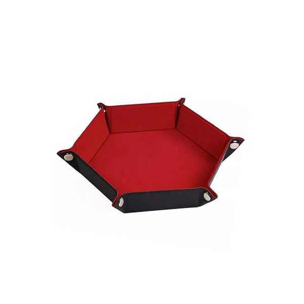 ダイストレイ 折り畳み式 PUレザー サイコロマット ダイストレイ ダイス用 マット ゲーム テーブルゲーム 収納ボックス 小物入れ 卓上 ゲーム用 (レッド)