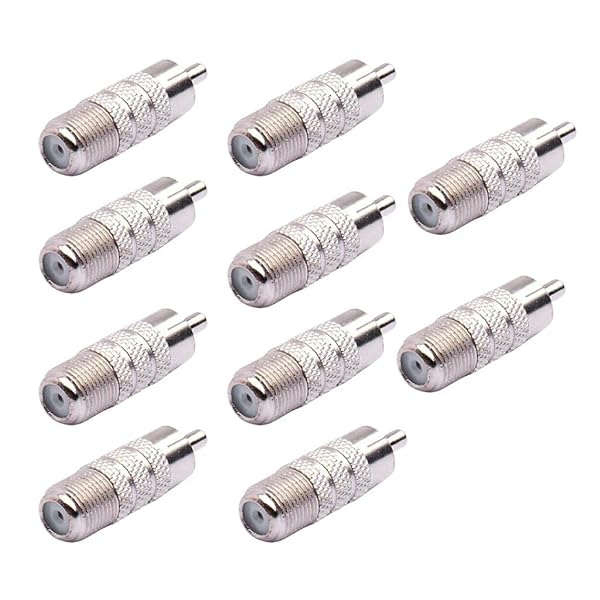 変換コネクタ 変換アダプタ 変換プラグ F型 RCA メス-オス 10個セット