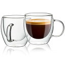 ダブルウォール グラス 二重構造 耐熱 カップ 保温 保冷 タンブラー 取っ手付 2個セット(150ML)