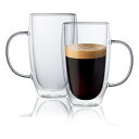 Carrock ダブルウォール グラス 二重構造 耐熱 カップ 保温 保冷 タンブラー 取っ手付 2個セット(450ML)