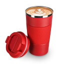コーヒーカップ ステンレスマグ 保温保冷 直飲み 携帯マグカップ タンブラー 二重構造 真空断熱 510ML(レッド, 510ML)