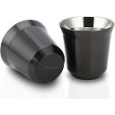 エスプレッソカップ ステンレス鋼 二重壁断熱 デミタスカップ コーヒー用 75ml「2個セット」ガンメタル