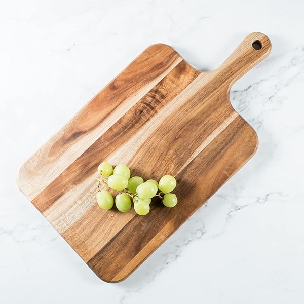 まな板 キッチン用木製まないた 大きい カッティングボード カットボード ハンドル付き 天然素材アカシア 軽量 環境に優しいまないた キッチンボード おしゃれ ランチトレイ ピザ パン切台 ステーキプレート キャンプ アウトドア 料理 家庭用「47.