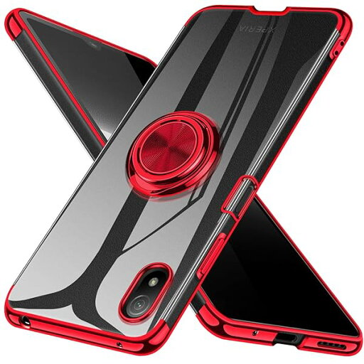 Xperia Ace III ケース リング 透明 SO-53C SOG08 カバー Ace3 スマホケース クリア TPU 耐衝撃 赤 メッキ加工 一体型 スタンド機能 車載ホルダー ストラップホール付き エクスペリア ace iii ケース レッ Xperia Ace III ケース リング 透明 SO-53C SOG08 カバー Ace3 スマホケース クリア TPU 耐衝撃 赤 メッキ加工 一体型 スタンド機能 車載ホルダー ストラップホール付き エクスペリア ace iii ケース レッ