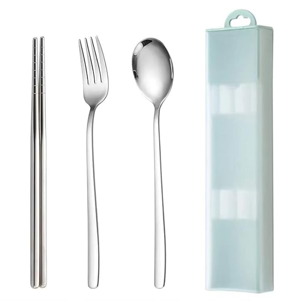 カトラリー 箸 スプーン フォーク 収納ケース 4点セット 18-8ステンレス製 弁当用 食器セット大人 学生用 カトラリー セット キャンプ アウトドア用 コ...