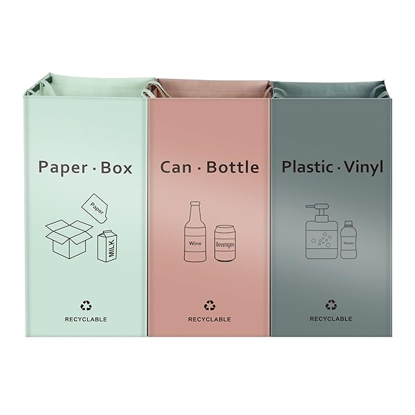 個別リサイクルごみ箱バッグ キッチン用 ホーム用 - リサイクルビン ピンク グレー ライトグリーンカラ..