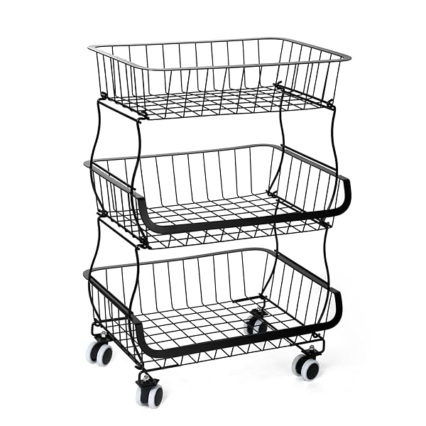 キッチンワゴン キャスター付き ワゴン キャスター付き キッチン収納 カート ラック バスケット 大容量..
