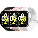 for Xiaomi Band 9 Pro/8 Pro/Xiaomi Redmi Watch 4バンド(3件)、ソフトシリコン素材シャオミスマートウォッチBand 9 Pro/8 Pro/Watch 4交換バンド-黒+白+ピンク