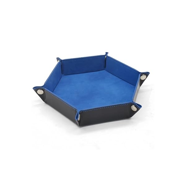 ダイストレイ 折り畳み式 PUレザー サイコロマット ダイストレイ ダイス用 マット ゲーム テーブルゲーム 収納ボックス 小物入れ 卓上 ゲーム用 ゲームトレイ カードトレイ (ブルー)