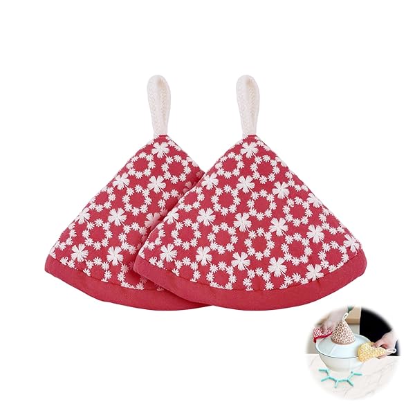 三角鍋つかみ 刺繍なべつかみ 耐熱ミトン 2個セット おしゃれでかわいい オーブンミトン 鍋蓋 両手鍋 ..