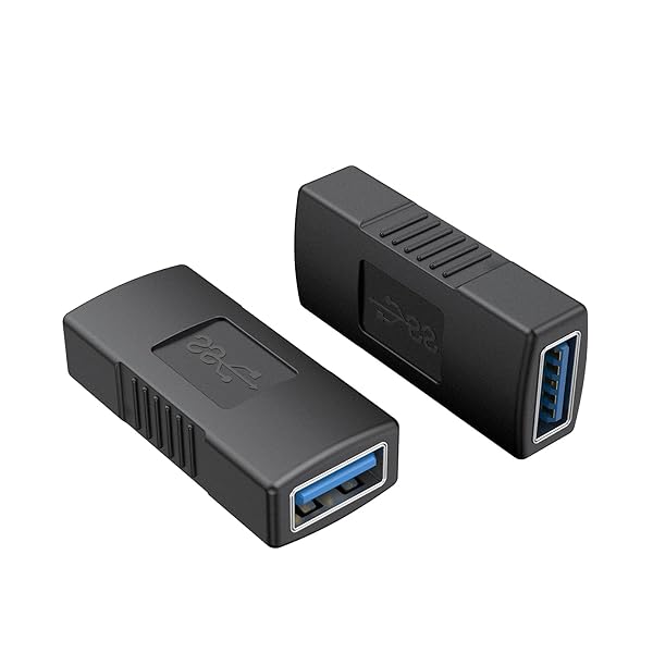 USB3.0 中継アダプタ, USB メス-メス アダプタ 2個セット 超高速5Gbps対応 USB 3.0 延長アダプタ ブラック