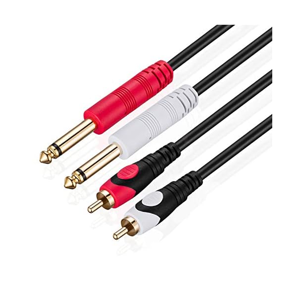 モノラルフォン×2-RCAピン×2 オーディオケーブル RCAケーブル 変換ケーブル 2 x RCAオス-2 x 6.35mmモノオス (2m)