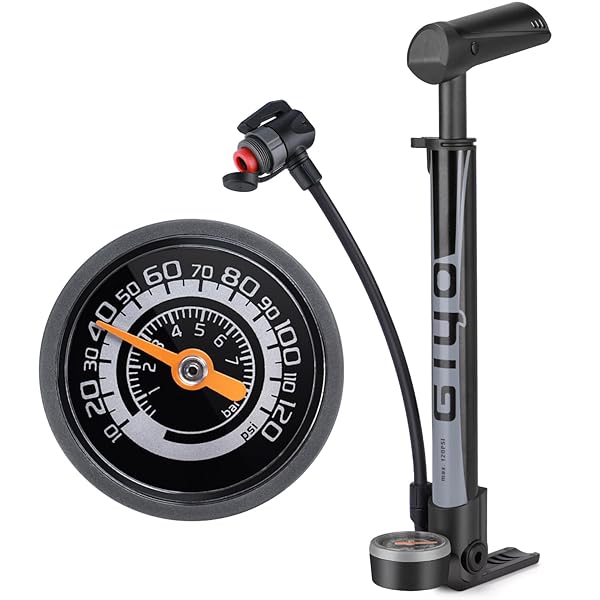 GIYO 自転車 空気入れ 携帯ポンプ 仏式/英式/米式バルブ対応 大型ゲージ付き 120psi 携帯用 軽量 ミニフロアポンプ ロードバイク/クロスバイク/ママチャリ/MTB用（GM-642）