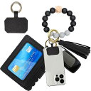 スマホストラップ 3点セット キーホルダー ミニ財布付き リストストラップ ブレスレット 金属製リング タグパッチ 丈夫 耐久性強化版 シリコン ビーズ キーリ...