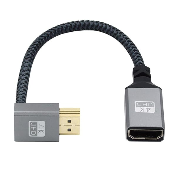 HDMI 1.4ケーブル HDMIタイプAオス-メス延長ケーブルコネクター 90度アップ角度