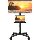 モバイルテレビカート テレビスタンド キャスター付き 23~65インチ LCD LED対応 高さ調節可能 棚板付き 最大VESA 400x400mm 移動可能 ...