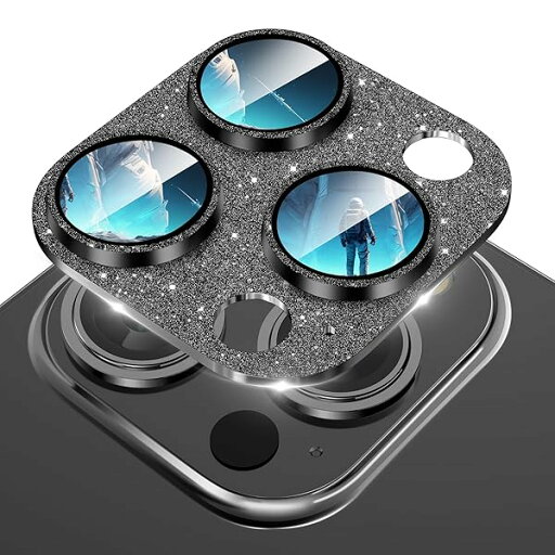 for iPhone 15 Pro /15 Pro Maxカメラレンズプロテクター、フラッシュパウダーで覆われたカメラスクリーン保護フィルム、一体型のアイフォン15プロ/プロマックスの背面カメラカバー(瞬き-ブラック) for iPhone 15 Pro /15 Pro Maxカメラレンズプロテクター、フラッシュパウダーで覆われたカメラスクリーン保護フィルム、一体型のアイフォン15プロ/プロマックスの背面カメラカバー(瞬き-ブラック)