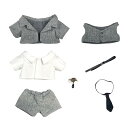 20cm ぬいぐるみ 服 スーツ 上着 白シャツ 半ズボン ベスト ネクタイ ベルト アクセサリー 着せ替え 綿人形服 (grey)