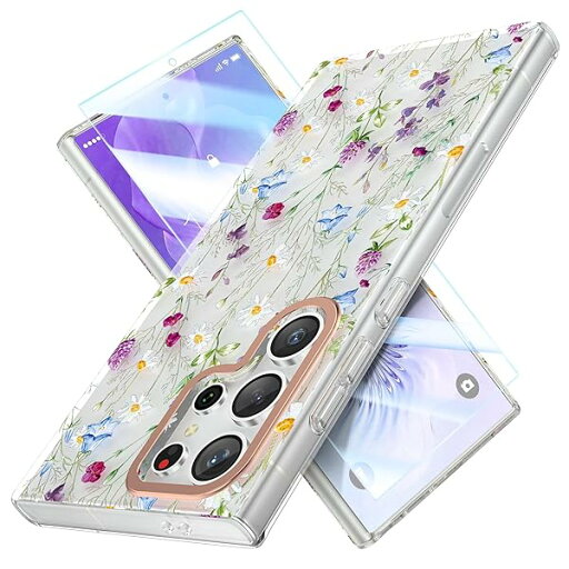 Samsung Galaxy S24 Ultraケース 花柄 かわいい クリア 強化ガラスフィルム付き 耐衝撃 ソフト&軽量 耐久性 おしゃれ フラワー 女性人気 ギャラクシー S24 ウルトラ ケース 6.8インチ Samsung Galaxy S24 Ultraケース 花柄 かわいい クリア 強化ガラスフィルム付き 耐衝撃 ソフト&軽量 耐久性 おしゃれ フラワー 女性人気 ギャラクシー S24 ウルトラ ケース 6.8インチ