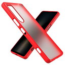 Xperia 1 VI SO-51E ケース docomo SO 51E カバー 薄型 耐衝撃 半透明 PC+TPU Xperia1VI ハイブリッドケース マットクリア+レッド