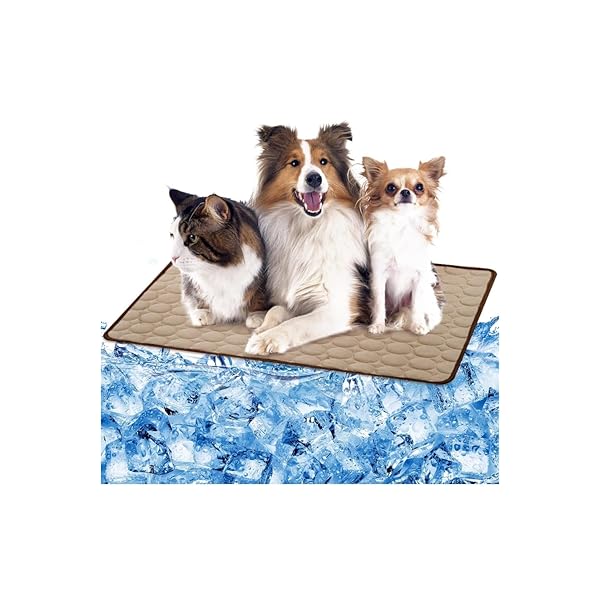 ペット ひんやりマット 犬 猫 クールマット 40×50cm 夏 ひんやり 冷却 マット 涼しい 熱中症 熱さ対策 接触冷感 犬用 猫用 ベッド グッズ (ブラウン)