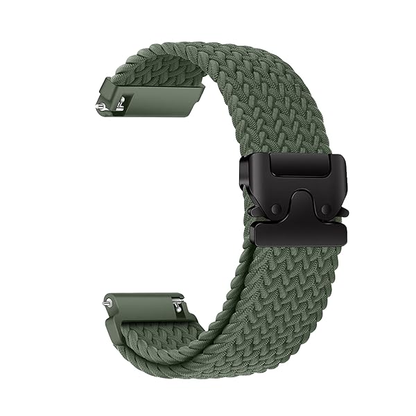 20mm 22mm 交換バンド ナイロン製 編組バンド 柔らかく快適 通気 水洗可能 伸縮性 軽量 皮膚にやさしい 20ミリ 22ミリ 交換ベルト 女性男性用 サイズ調節 時計ストラップ 20mm / 22mm 腕時計バンド (22MM、グリーン)
