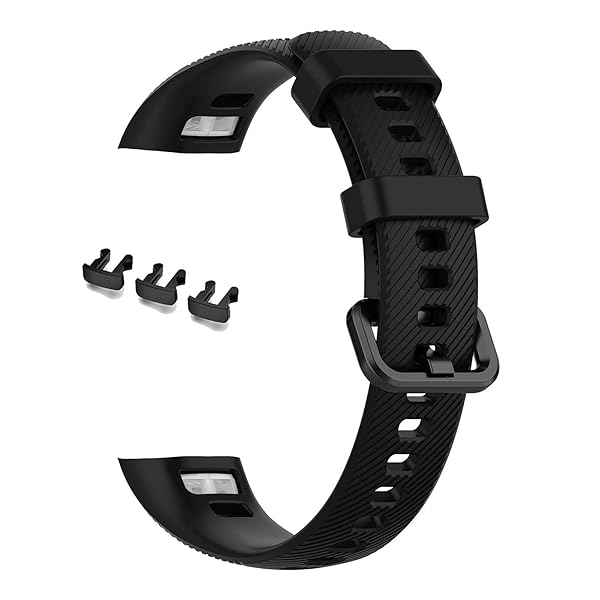 HUAWEI用 Honor Band 5用 バンド スマートウォッチバンド シリコン製 ストラップ 交換バンド 柔らかい スポーツ 交換用ベルト 耐衝撃 防汗（ブラック）