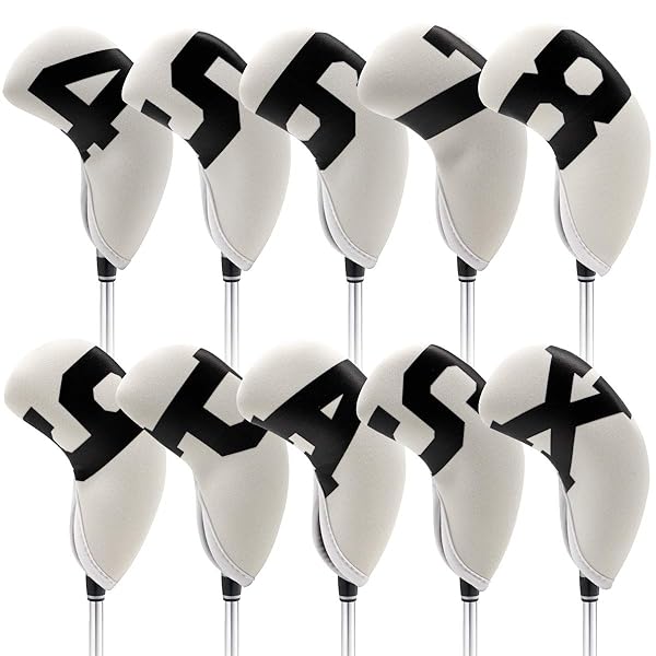 ゴルフアイアンカバー,ゴルフアイアンヘッドカバー セット ゴルフヘッドカバー アイアン用 ネオプレン素材 ゴルフアイアン用ヘッドカバー カラフル番手付きアイアン...